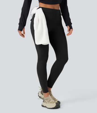 Wear-Resistant Mid Rise Cargo Hiking Leggings with Pockets