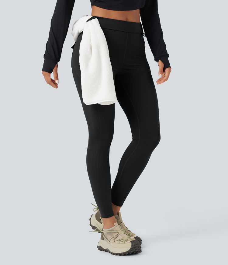 Wear-Resistant Mid Rise Cargo Hiking Leggings with Pockets