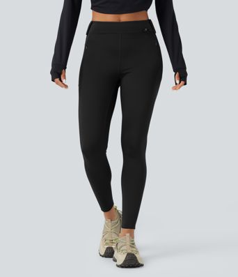 Wear-Resistant Mid Rise Cargo Hiking Leggings with Pockets
