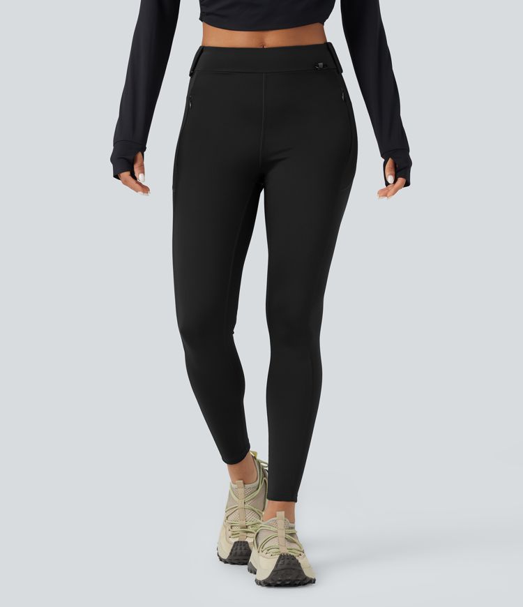 Wear-Resistant Mid Rise Cargo Hiking Leggings with Pockets