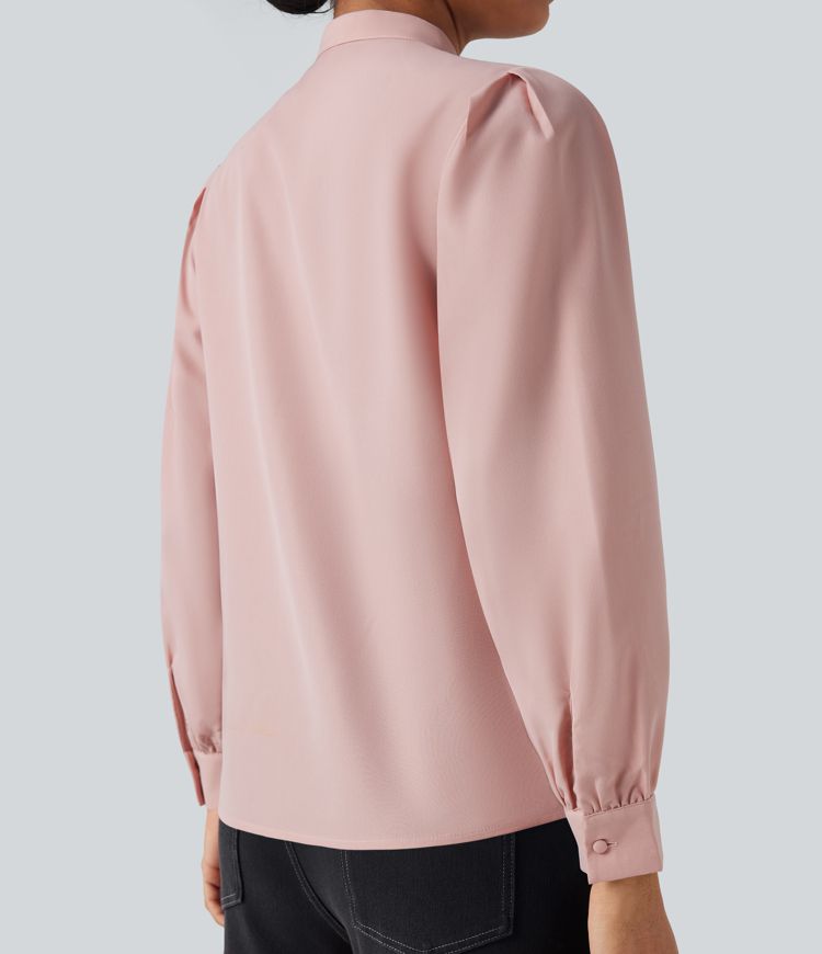 Freizeithemd mit Stehkragen und langen Ärmeln