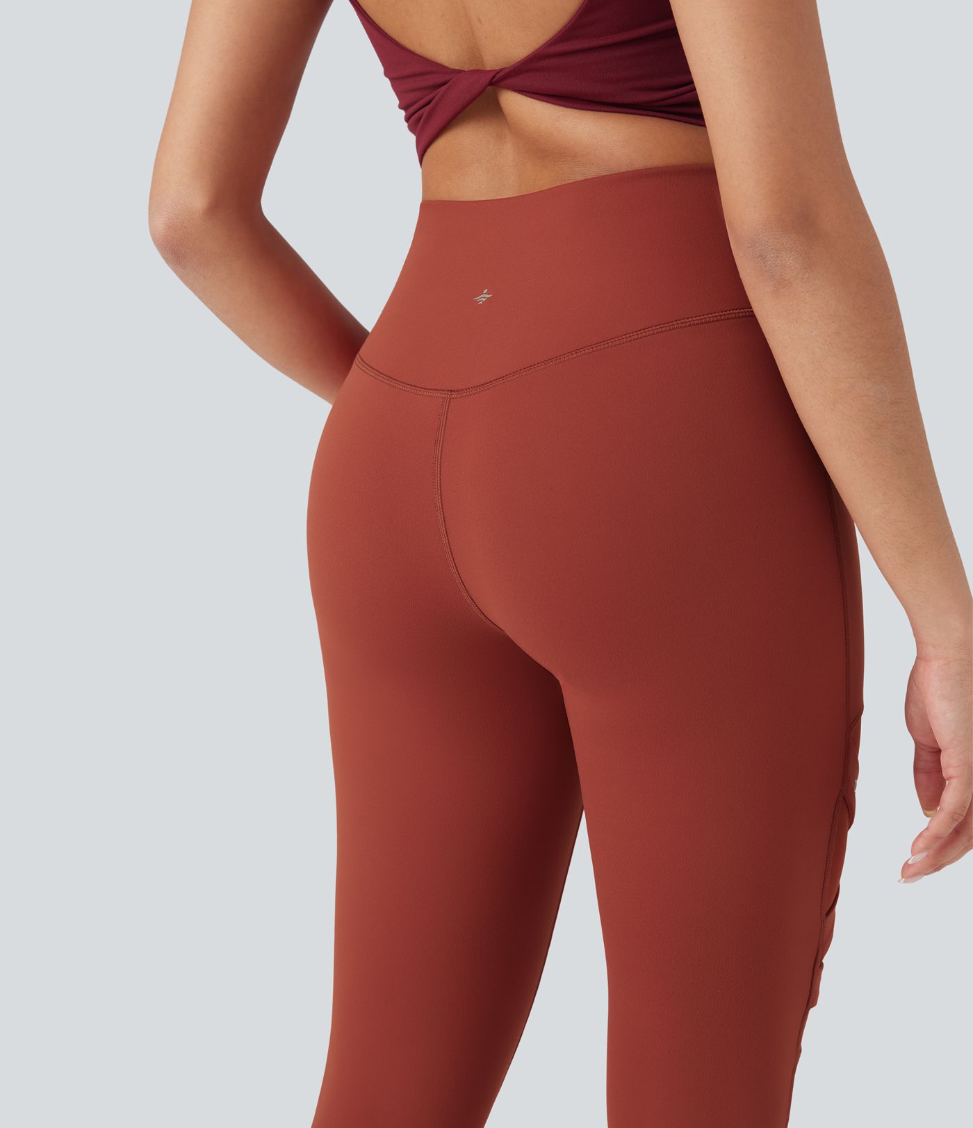 Hohe Taille Überkreuz Kontrast Mesh Dekorative Schnalle Yoga-Leggings