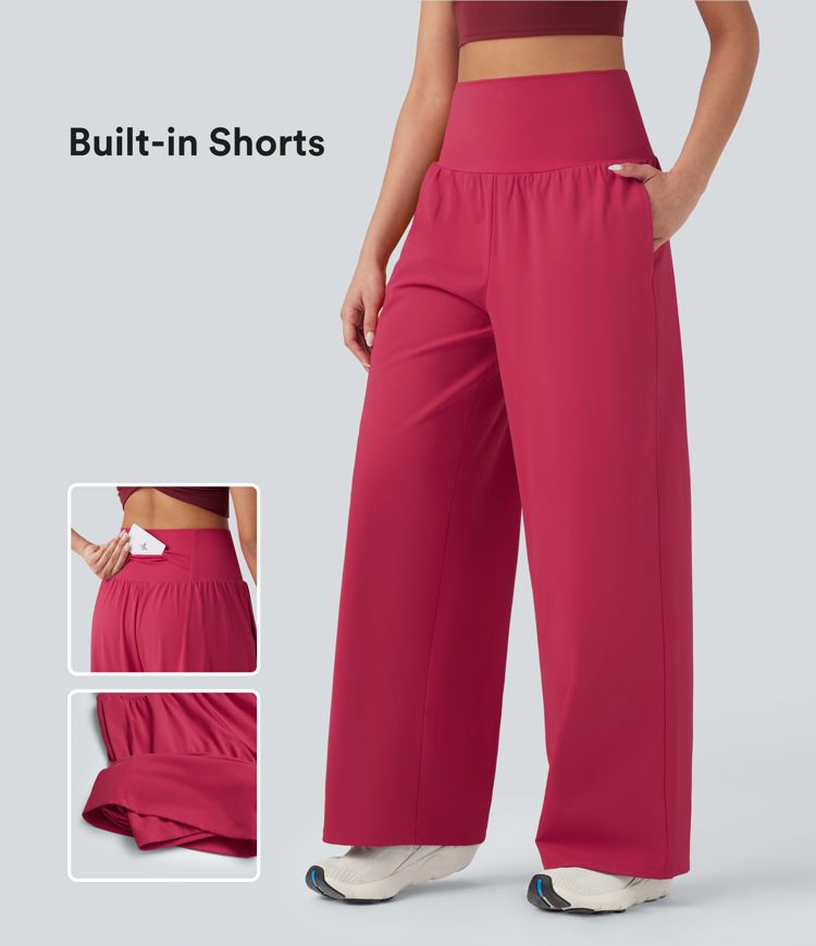 Softlyzero™ Airy Super High Waisted 2-in-1 Straight Leg Cool Touch Yoga Pants with Pockets