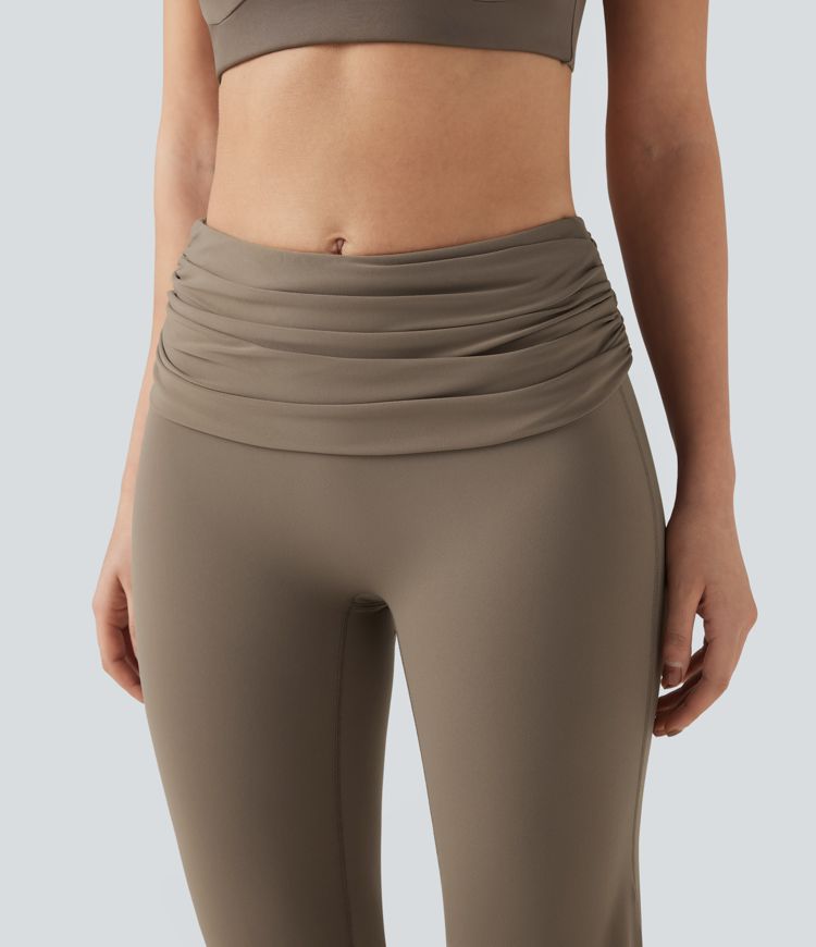 Halara UltraSculpt™ Foldover Mid Rise Ruched Tummy Control Dance Bootcut Leggings with Pockets