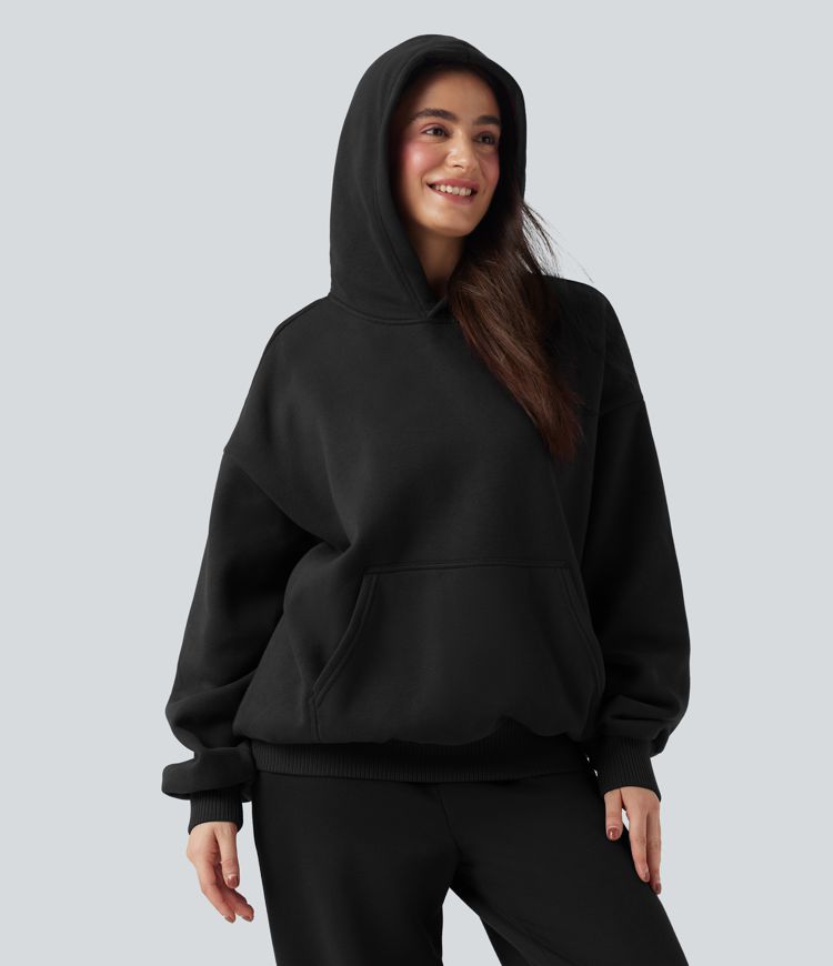 Sweat à capuche en coton molleton manches longues avec poches