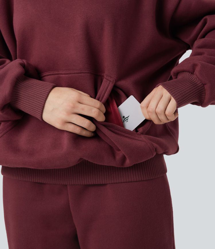 Sudadera casual de algodón polar de manga larga con capucha y bolsillos