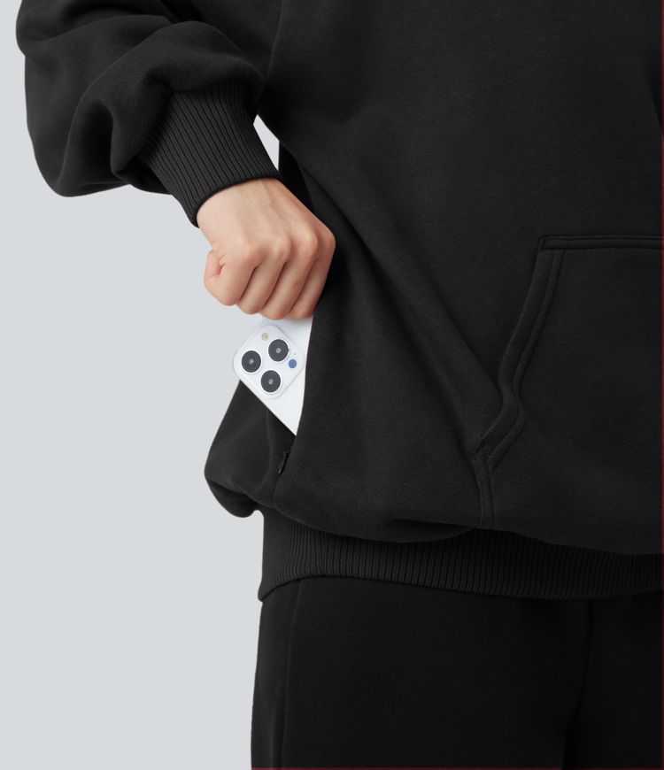 Sweat à capuche en coton molleton manches longues avec poches