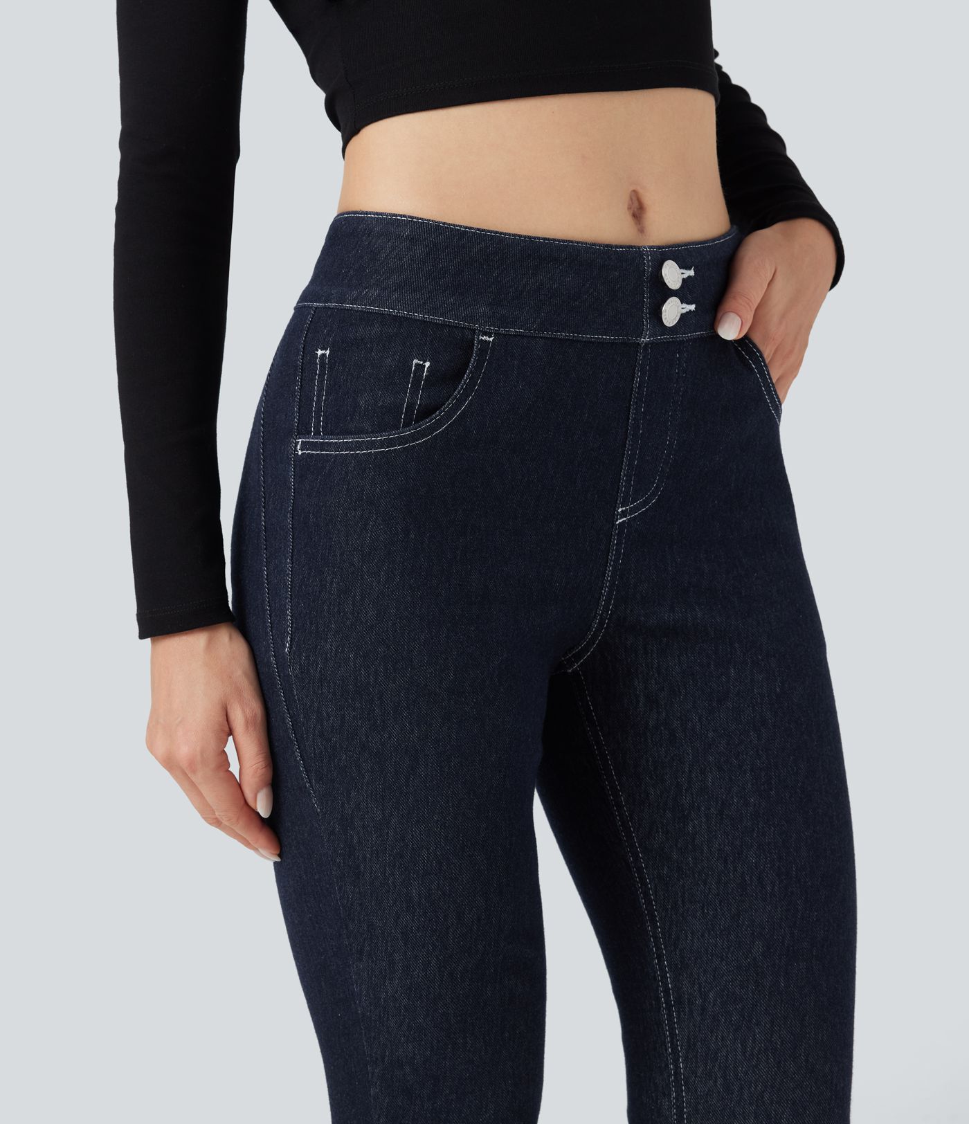 Halara Flex™ - Lässige 7/8-Leggings mit mittelhohem Bund und Seitentaschen