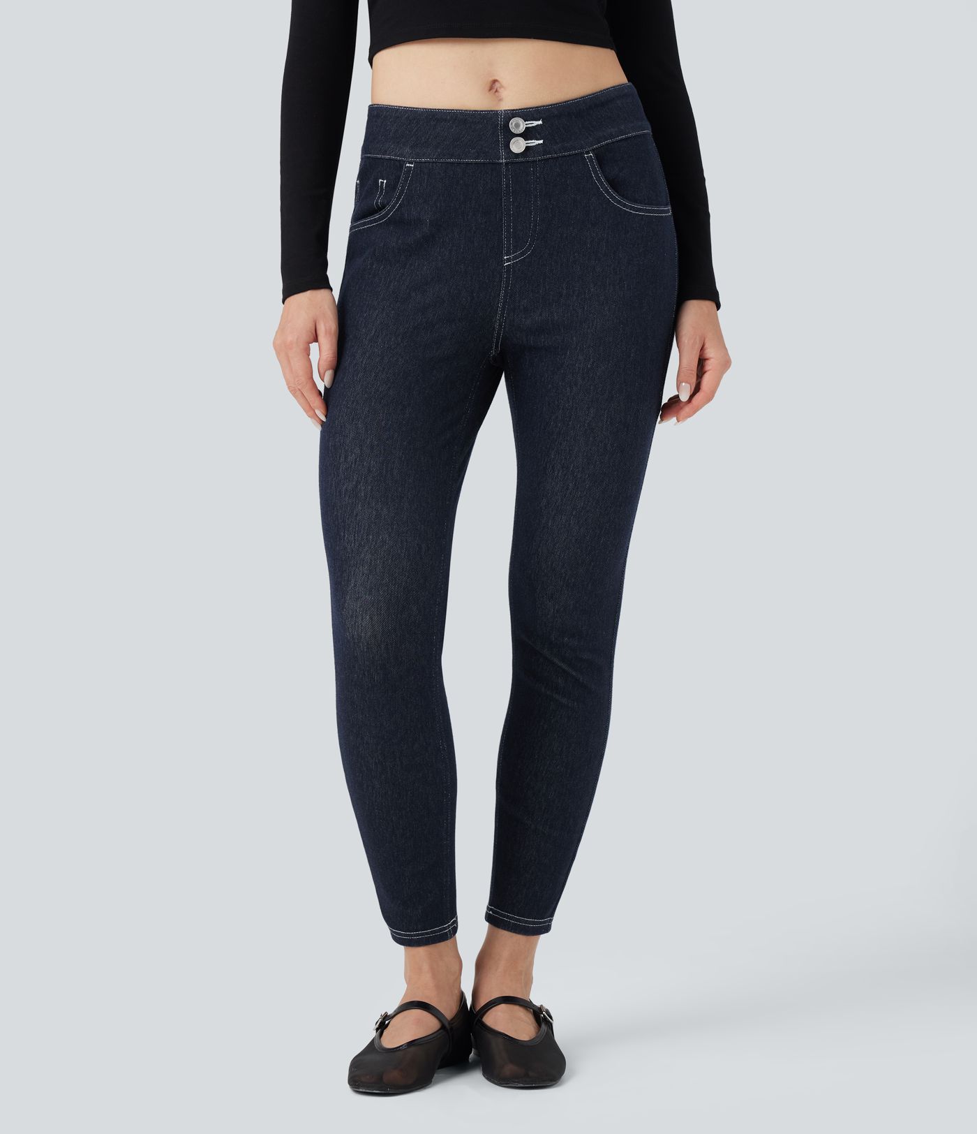 Halara Flex™ - Lässige 7/8-Leggings mit mittelhohem Bund und Seitentaschen