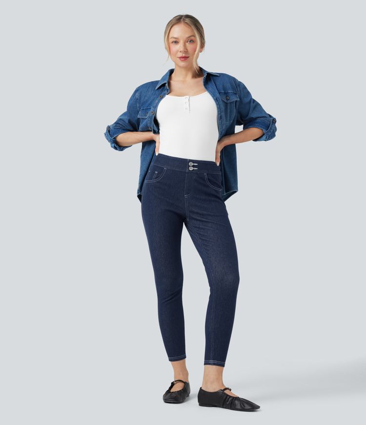 Halara Flex™ Mid Rise Denim Casual 7/8 Leggings with Pockets