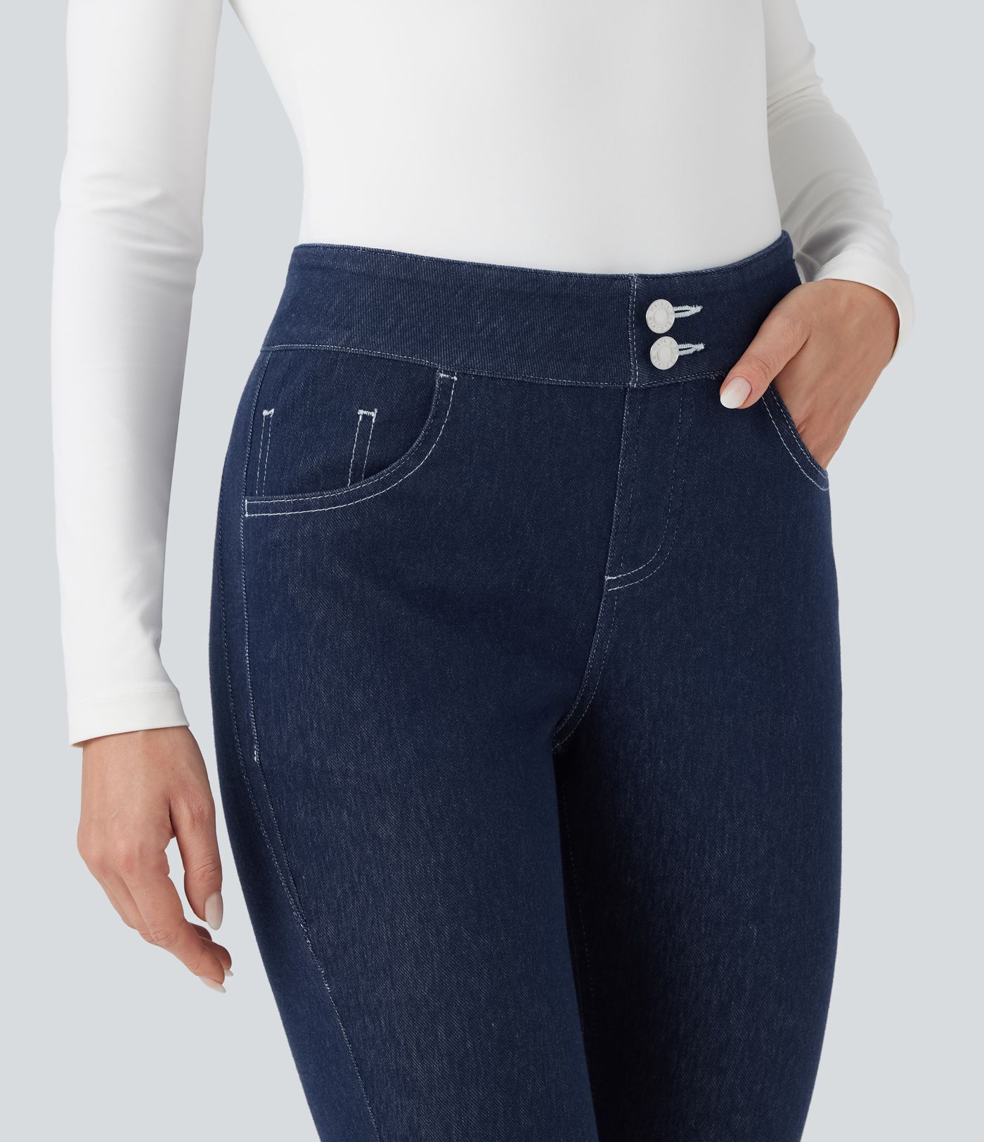 Halara Flex™ Mid Rise Denim Casual 7/8 Leggings with Pockets