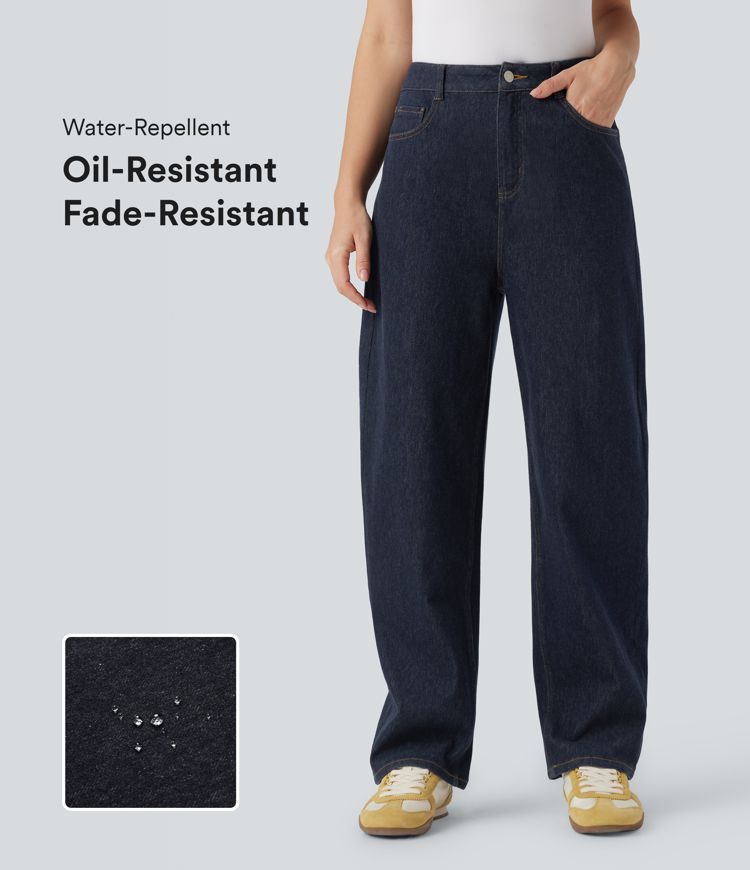 Jean barrel Halara Flex™ déperlant anti-taches taille haute avec poches