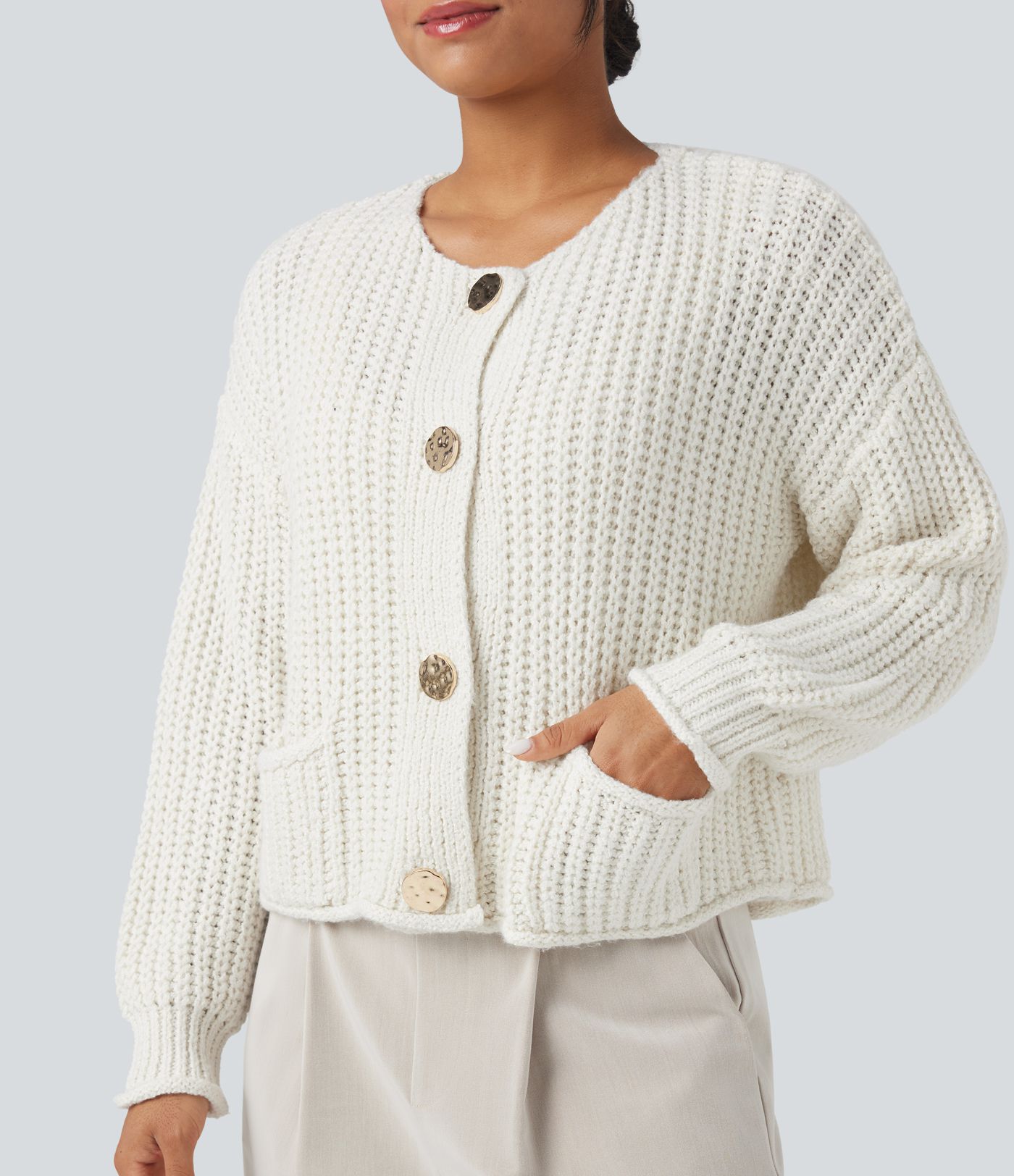 Button Fly Relaxed Casual Cardigan with Pockets