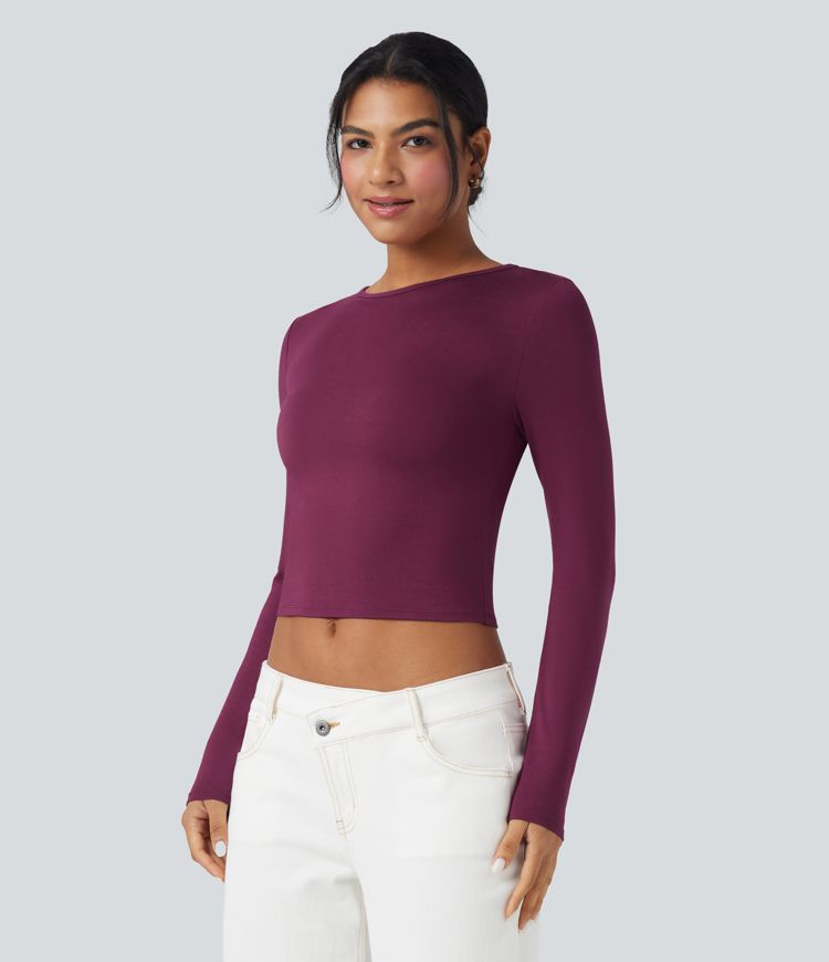 Round Neck Long Sleeve Casual T-Shirt