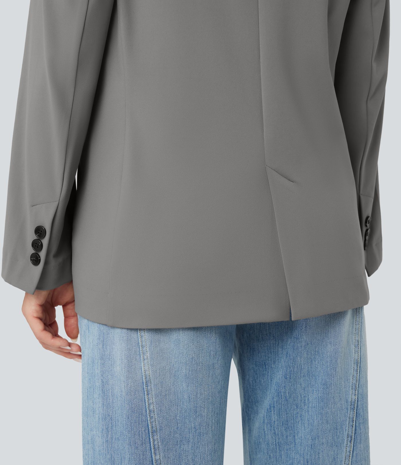 Notched Collar Long Sleeve Work Blazer with Pockets