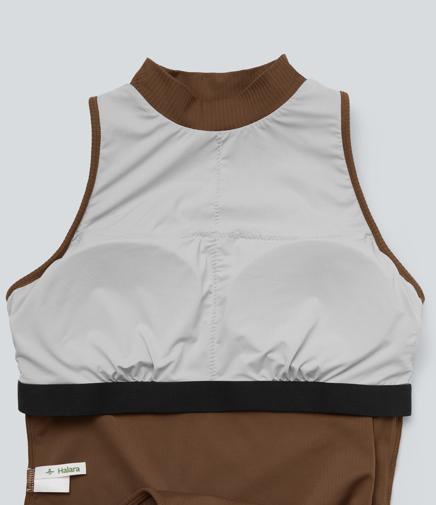 Ribbed Mock-neck Sleeveless Built-in Bra Work Bodysuit