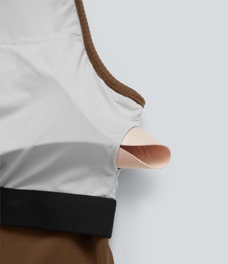 Ribbed Mock-neck Sleeveless Built-in Bra Work Bodysuit