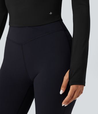 SoftlyZero™ Airy V Neck Long Sleeve Thumb Hole Contrast Mesh Cool Touch Yoga Sports Top