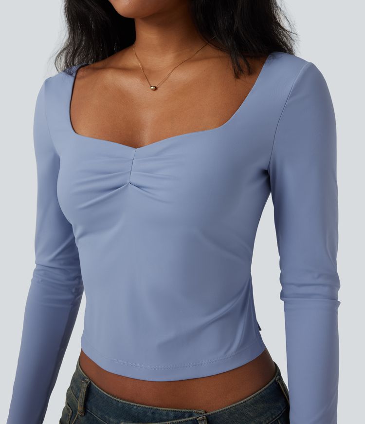 Long Sleeve Split Slim Casual Top