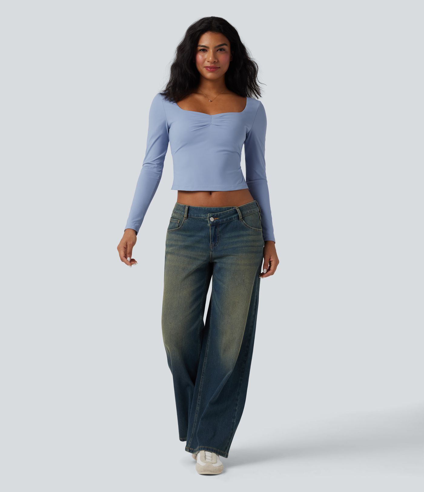 Long Sleeve Split Slim Casual Top