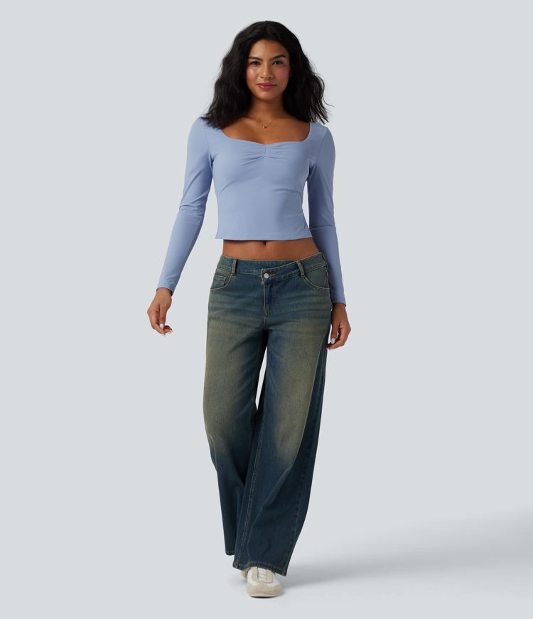 Long Sleeve Split Slim Casual Top