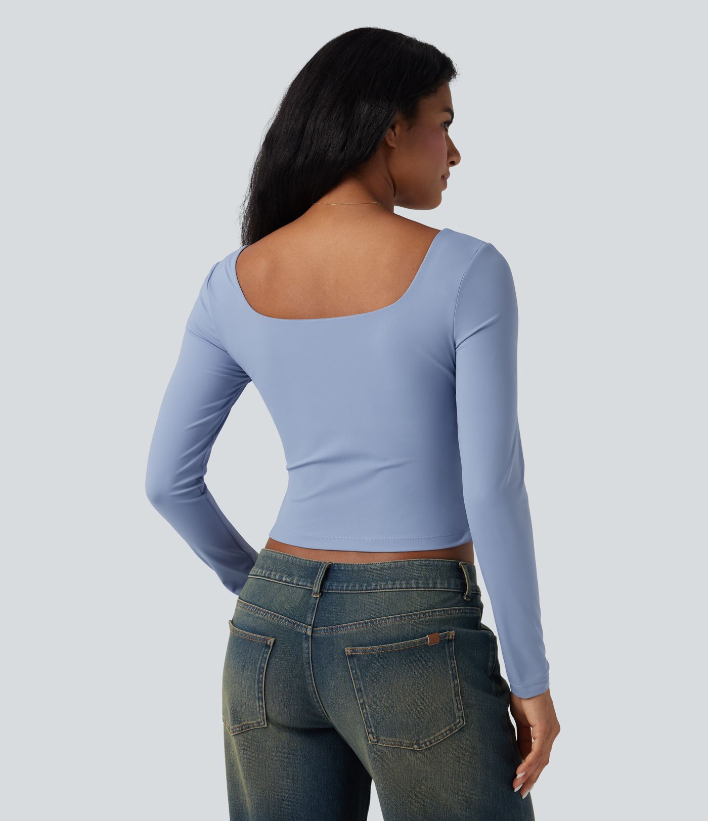 Long Sleeve Split Slim Casual Top