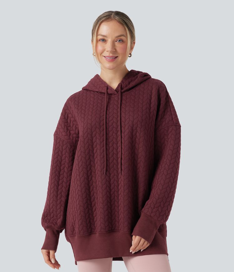 Hooded Long Sleeve Relaxed Casual Sweatshirt
