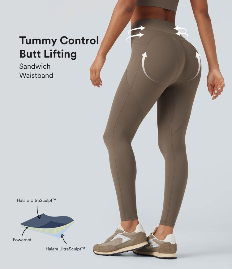Halara UltraSculpt™ SoCinched High-waisted Tummy Control Butt-lifting Training 7/8 Leggings with Pockets