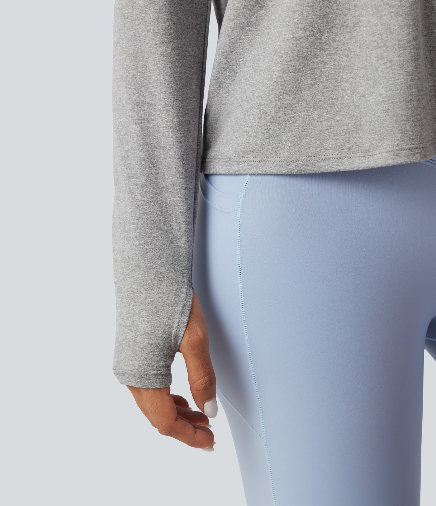 Cowl Back Long Sleeve Thumb Hole Yoga Sports Top