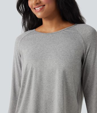 Cowl Back Long Sleeve Thumb Hole Yoga Sports Top