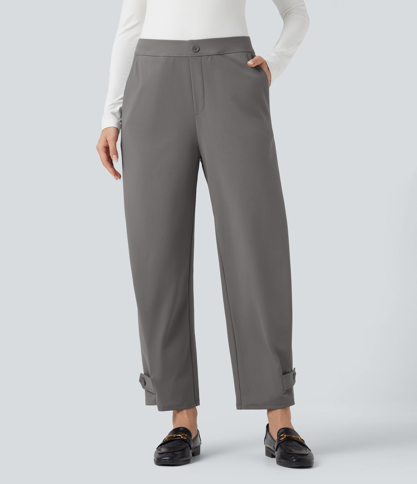 Halara Flex™ DayStretch Mid Rise Adjustable Pant Width Work Tapered Pants with Pockets