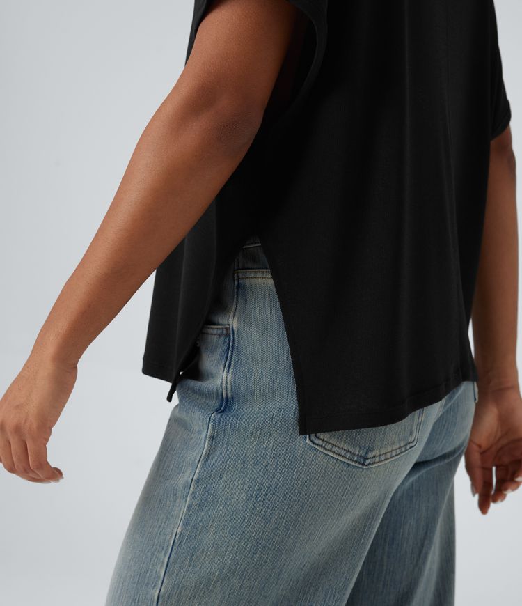Round Neck Batwing Sleeve Relaxed Casual T-Shirt