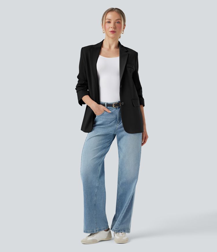 Blazer tailleur col cranté manches longues avec poches