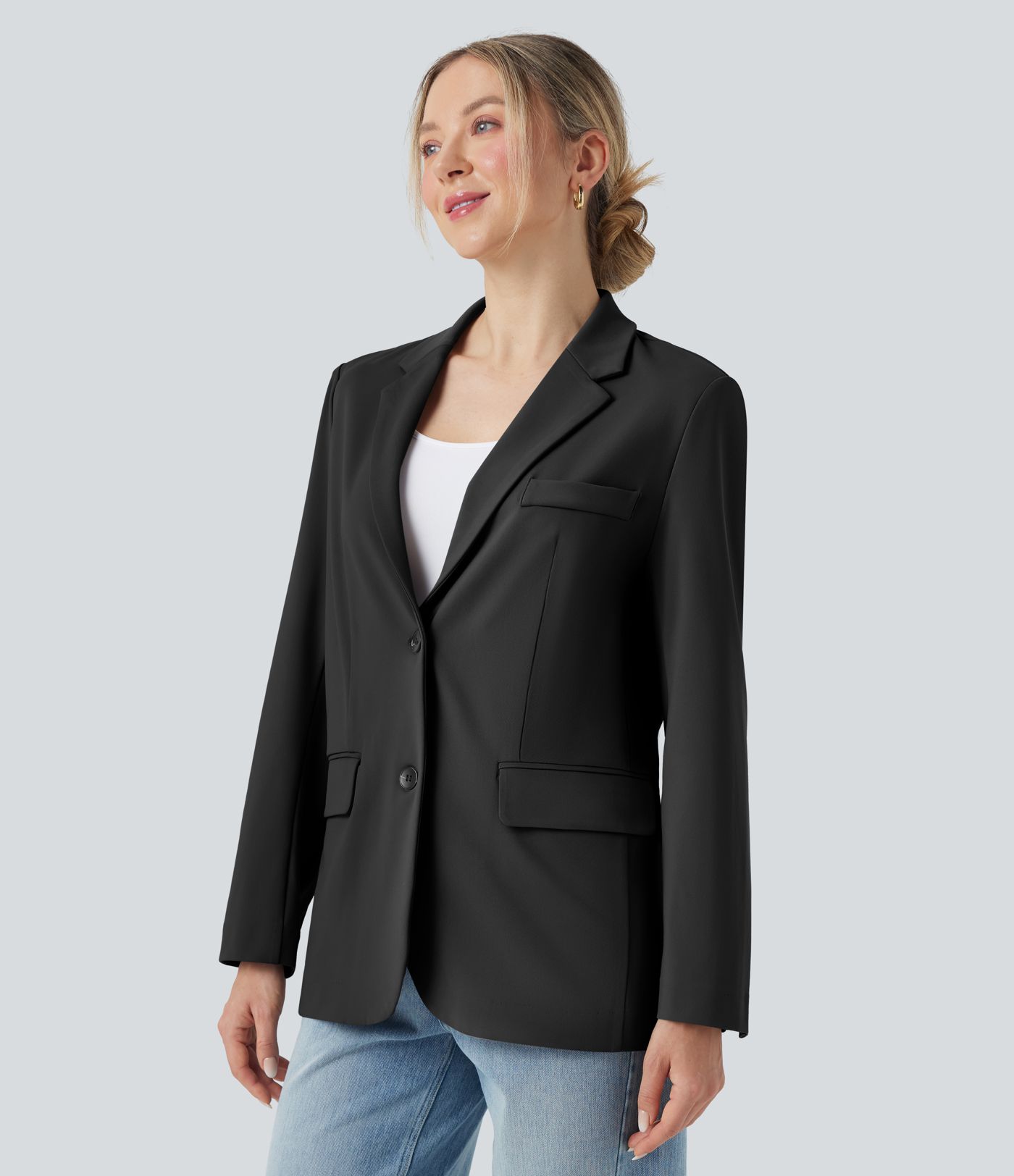 Blazer tailleur col cranté manches longues avec poches