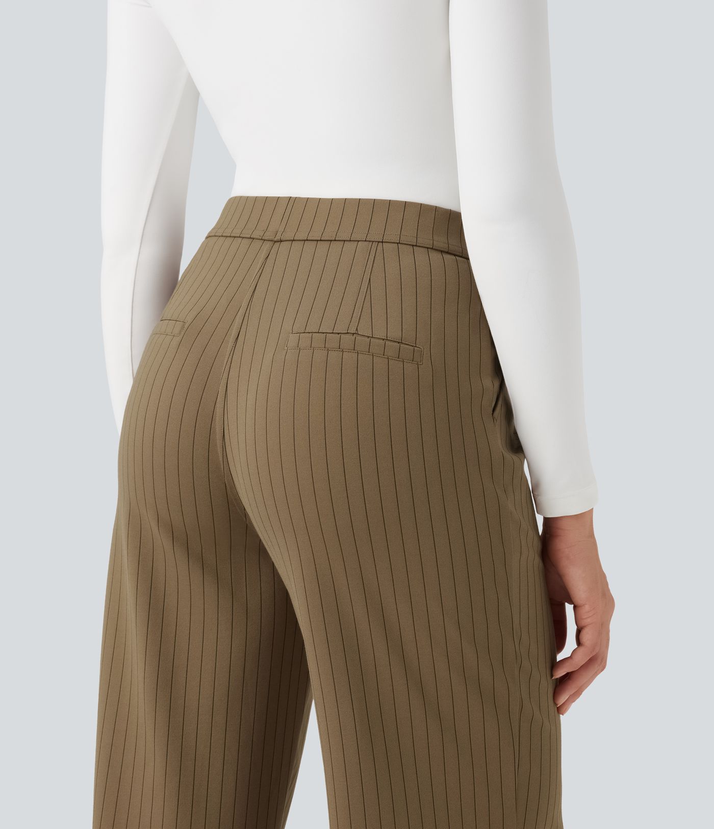 Halara Flex™ High Waisted Straight Leg Cool Touch Stripe Work Pants with Pockets