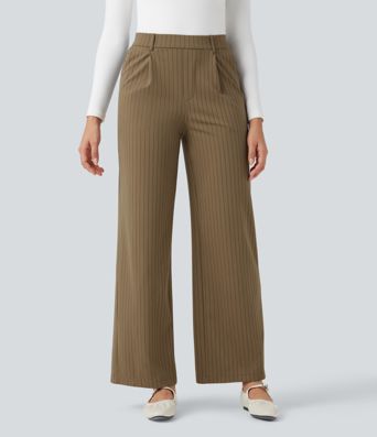 Halara Flex™ High Waisted Straight Leg Cool Touch Stripe Work Pants with Pockets