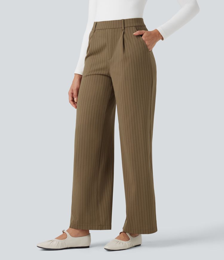 Halara Flex™ High Waisted Straight Leg Cool Touch Stripe Work Pants with Pockets