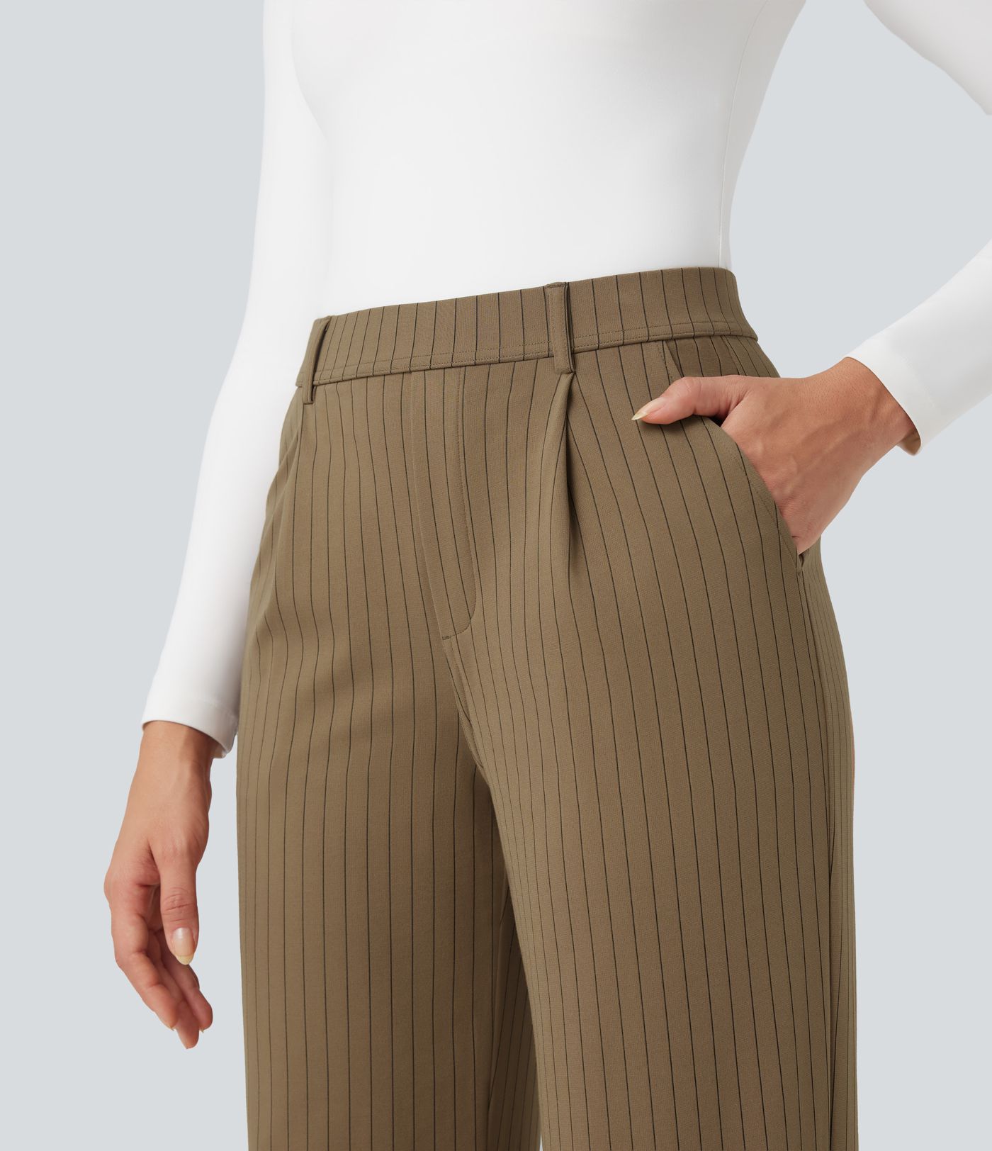 Halara Flex™ High Waisted Straight Leg Cool Touch Stripe Work Pants with Pockets