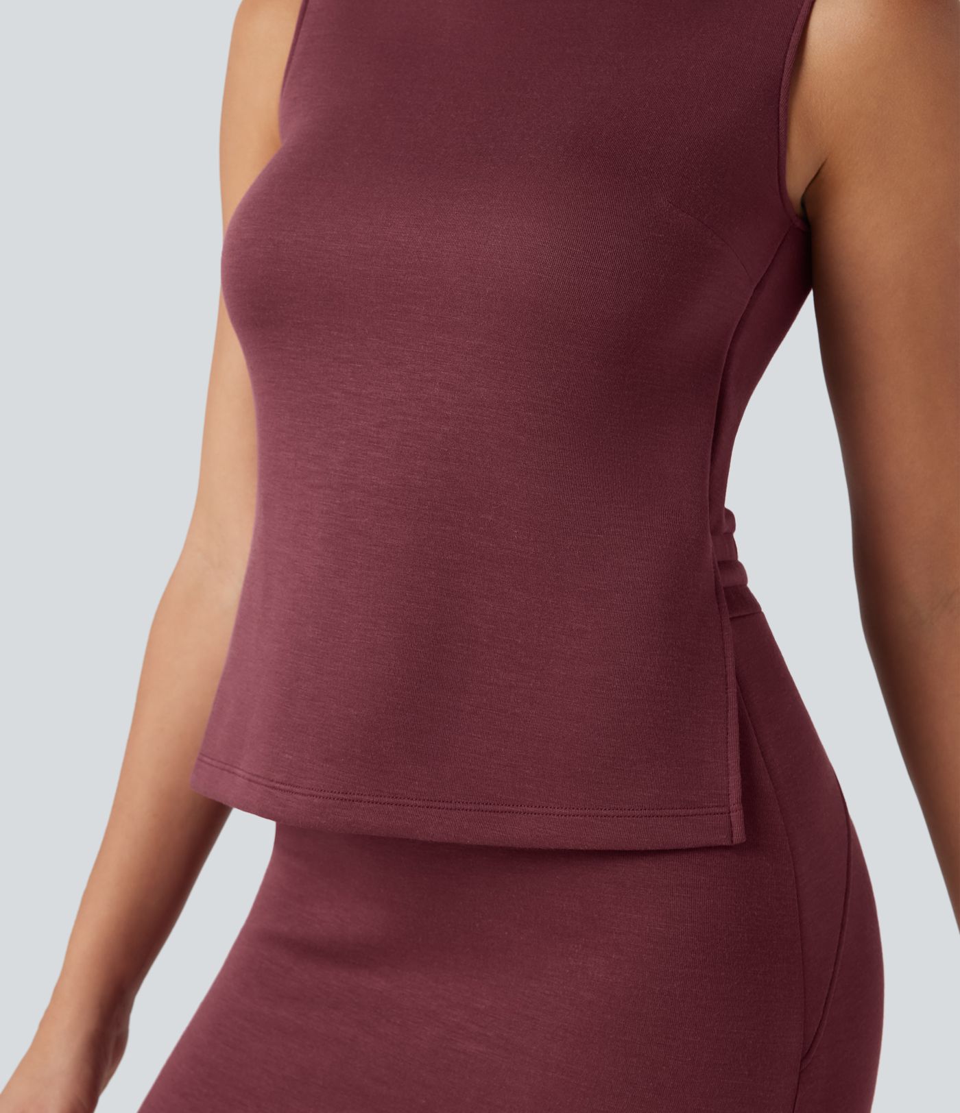 SpacerTek™ Mock Neck Sleeveless Drawstring Mini Workout Dress