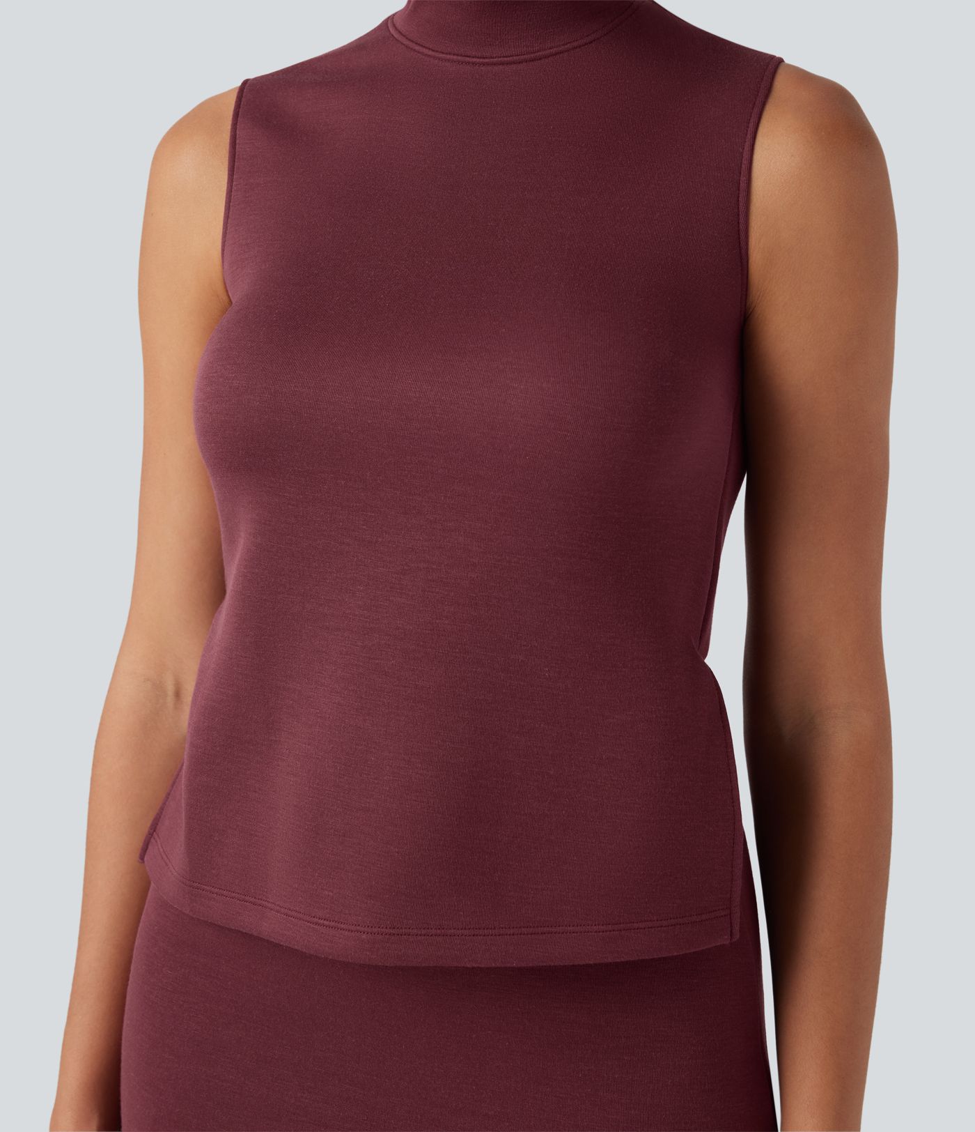 SpacerTek™ Mock Neck Sleeveless Drawstring Mini Workout Dress