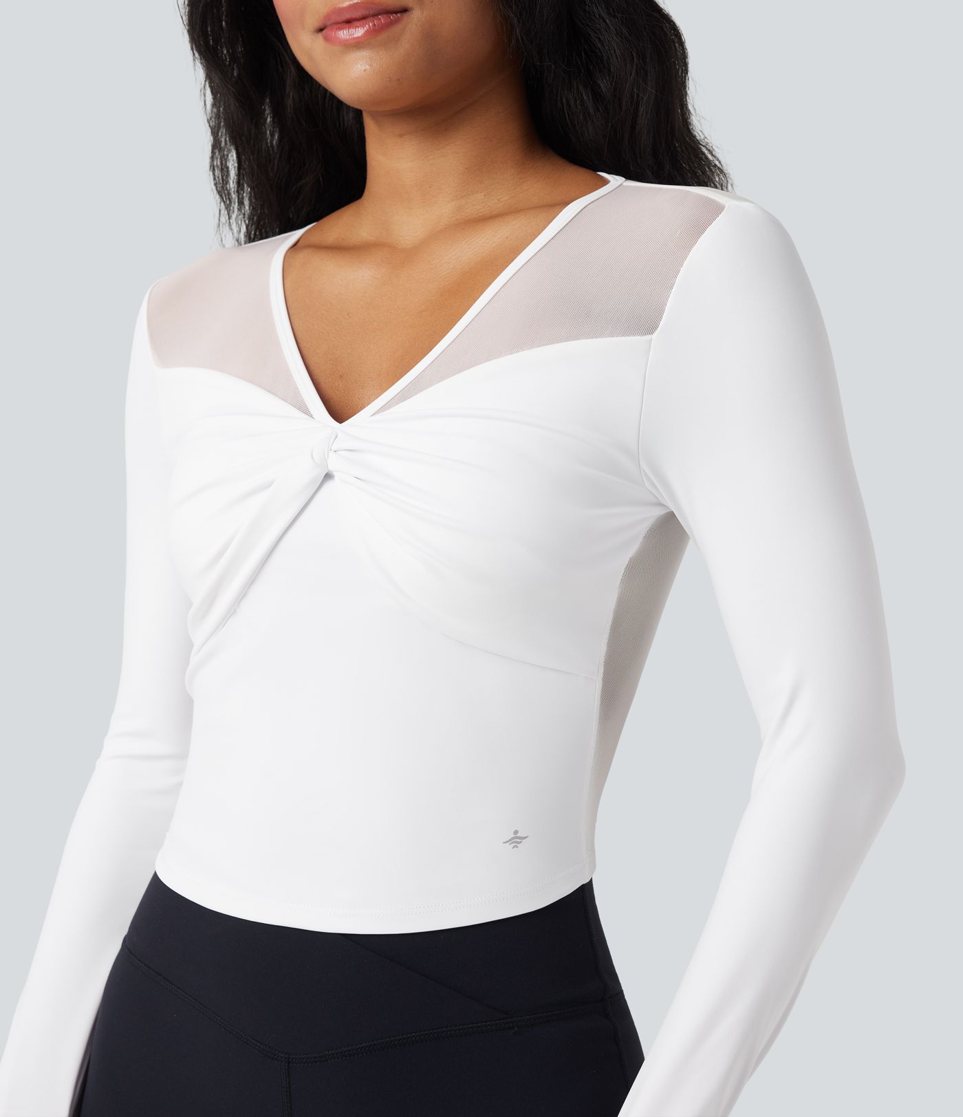 SoftlyZero™ Airy V Neck Long Sleeve Thumb Hole Contrast Mesh Cool Touch Yoga Sports Top