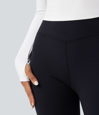 SoftlyZero™ Airy V Neck Long Sleeve Thumb Hole Contrast Mesh Cool Touch Yoga Sports Top