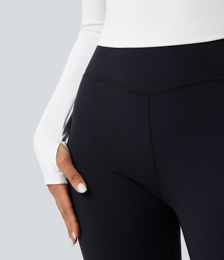 SoftlyZero™ Airy V Neck Long Sleeve Thumb Hole Contrast Mesh Cool Touch Yoga Sports Top