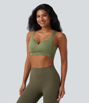 OneForm Seamless Flow Light Support Sweetheart Neck Yoga Sports Bra