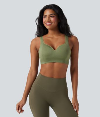 OneForm Seamless Flow Light Support Sweetheart Neck Yoga Sports Bra