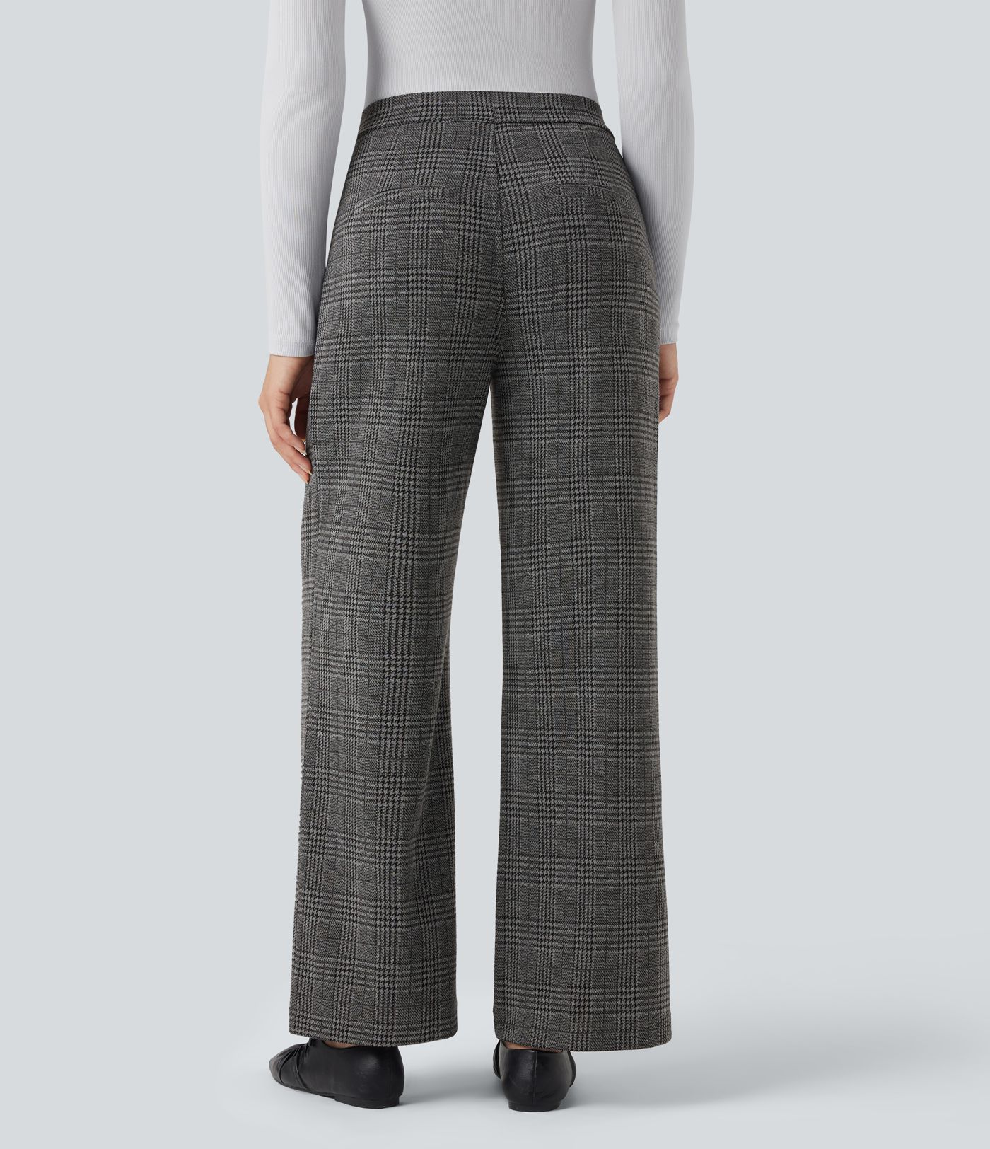 Halara Flex™ High Waisted Straight Leg Houndstooth Plaid Work Pants with Pockets