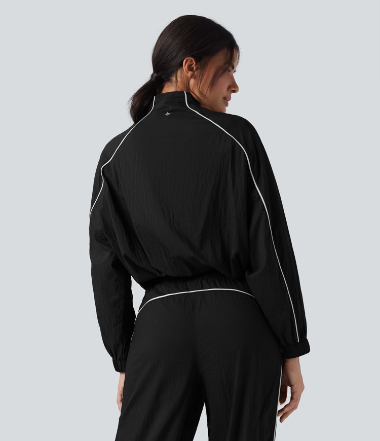 Lightweight Durable Water Repellent Color Block Half Zipper Oversized Hiking Jacket