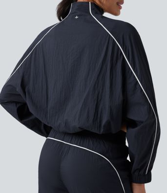 Lightweight Durable Water Repellent Color Block Half Zipper Oversized Hiking Jacket