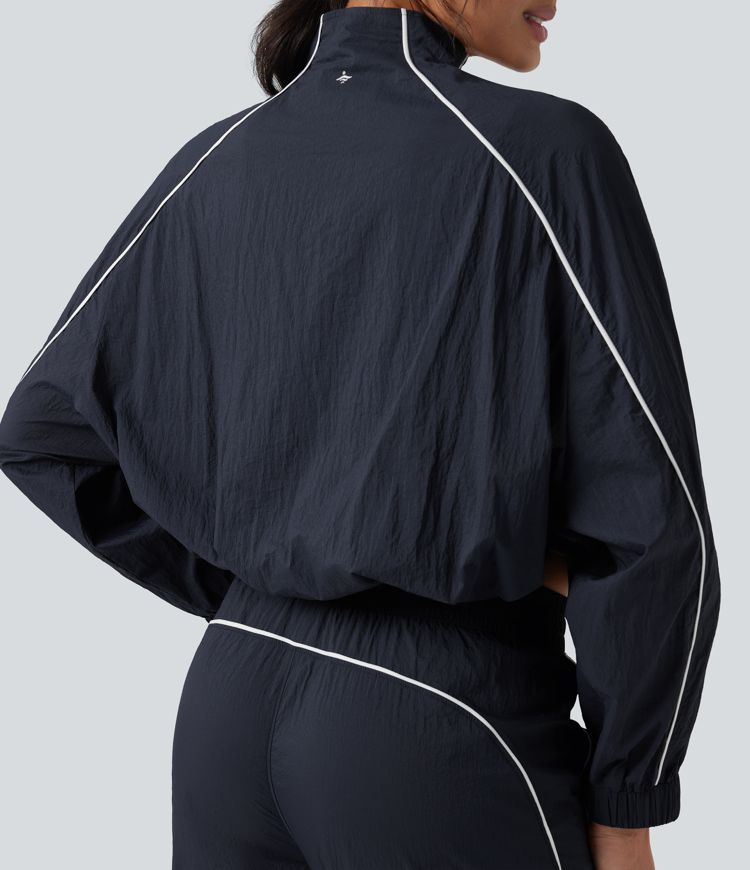 Lightweight Durable Water Repellent Color Block Half Zipper Oversized Hiking Jacket