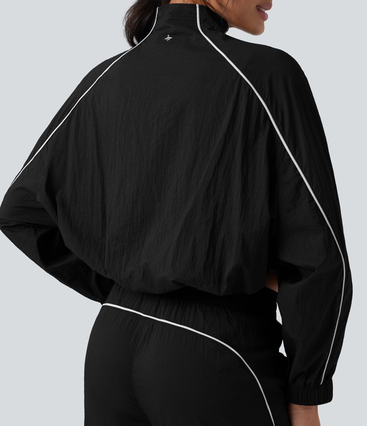 Lightweight Durable Water Repellent Color Block Half Zipper Oversized Hiking Jacket